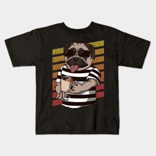 Cool Coffee Pug Kids T-Shirt